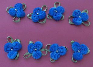Materiál ručne robený - Gumičky do vlasov kvetinové (Modrá) - 11449849_