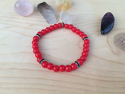 Náramky - červený náramok - 11448838_