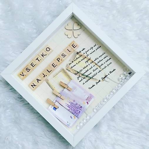 Dekorácie - Rámik Shadowbox - Blahoželanie jubilantom /krabička na peniaze/ - 11451983_
