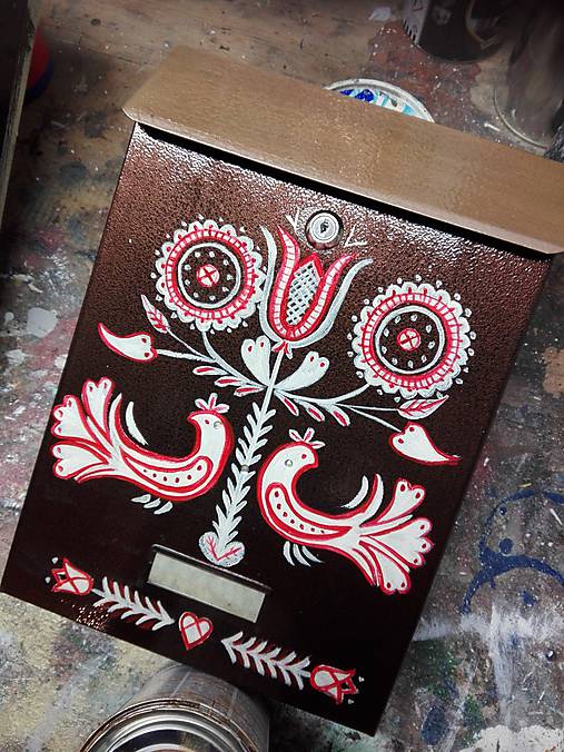 Úložné priestory & Organizácia - Bielo - červený ornament - 11452555_