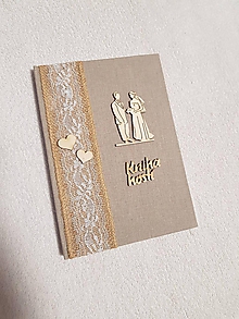 Papiernictvo - vintage svadobná kniha hostí s drevenými výrezmi - 11455269_