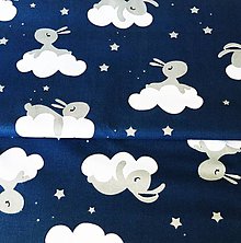 Textil - zajkovia na oblakoch, 100 % bavlna Poľsko, šírka 160 cm - 11454901_