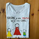 Topy, tričká, tielka - Originálne maľované tričko s 3 postavičkami (KRSTNÁ + dievčatko + chlapček) - 11458482_