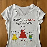 Topy, tričká, tielka - Originálne maľované tričko s 3 postavičkami (KRSTNÁ + dievčatko + chlapček) - 11458483_