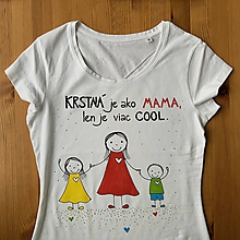 Topy, tričká, tielka - Originálne maľované tričko s 3 postavičkami (KRSTNÁ + dievčatko + chlapček) - 11458483_