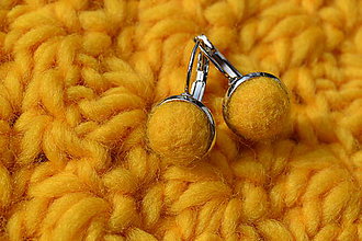 Čiapky, čelenky, klobúky - Chunky vlnená čelenka  (Set žltý (čelenka + náušnice)) - 11460138_
