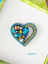 Brošne - Od srdca... brošňa (Tyrkysová+ žltá+ číra) - 11458048_