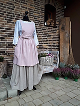 Iné oblečenie - Vidiecka ľanová kuchynská zástera - ružová - 11459932_