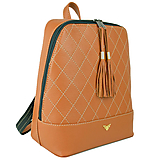 Batohy - Štýlový dámsky kožený ruksak z prírodnej kože v tehlovej farbe - 11462050_