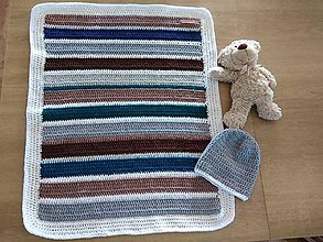 Detský textil - SET: Detská deka + čiapka - 11462439_