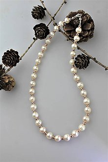 Náhrdelníky - pravé perly a hematit náhrdelník AKCIA! - 11465513_