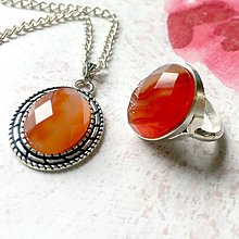 Sady šperkov - Orange Agate Antique Silver Jewelry / Šperky s brúseným oranžovým achátom /P0026 - 11469663_