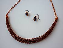 Sady šperkov - Medený náhrdelník s náušnicami - 11470373_