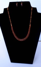 Sady šperkov - Medený náhrdelník s náušnicami - 11470380_