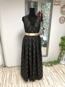 Šaty - Žakárové čierno-zlaté šaty - 11475326_