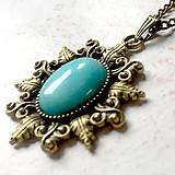 Náhrdelníky - Blue Jade & Bronze Necklace / Náhrdelník s modrým jadeitom - 11482744_