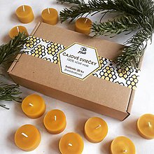 Sviečky - Čajová sviečka - včelí vosk - v darčekovej krabičke - 11483340_
