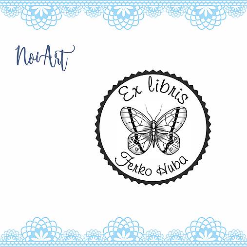Materiál ručne robený - Pečiatka EX LIBRIS motýľ 2 - 11482652_