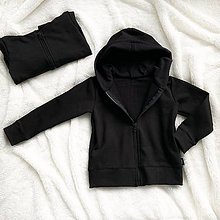 Detské oblečenie - Mikina čierna so zipsom a kapucňou - 11483842_