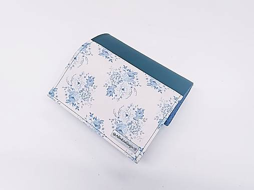Priehradková peňaženka modrá ekokoža + Tilda ruže