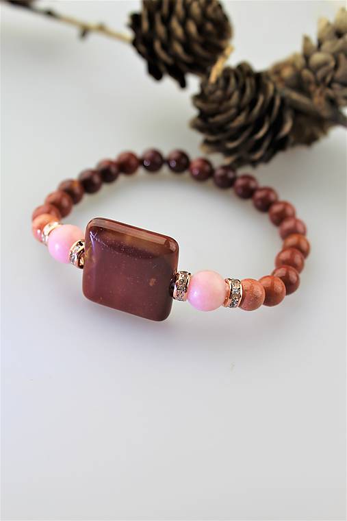 Náramky - jaspis mokait a opál náramok - 11488368_