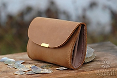 Peňaženky - Malá kožená peňaženka III. (Svetlohnedá / kakaovohnedá) - 11490265_