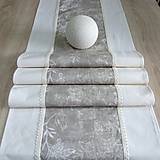 Úžitkový textil - Biele ľalie na béžovej - stredový obrus - 11488899_