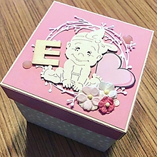 Papiernictvo - Exploding box - narodenie bábätka (dievčatko) - 11490487_