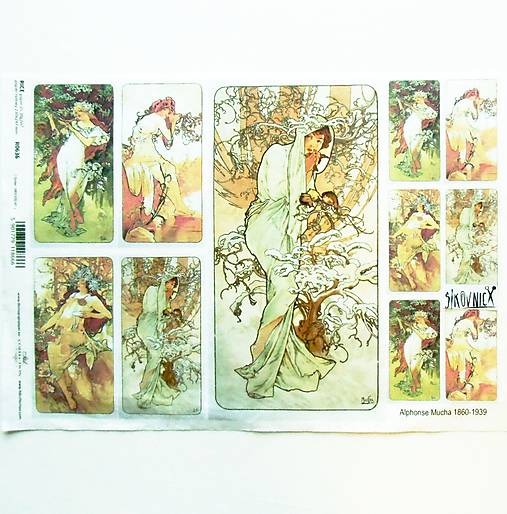 Ryžový papier na decoupage - A4-R636 - Mucha, secesia, dáma