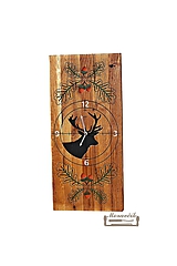 Hodiny - Drevené hodiny s poľovníckym motívom Jeleň - 11496592_