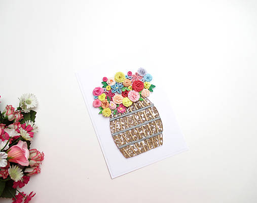 Papiernictvo - Jarná quilling pohľadnička ♡ - 11497642_