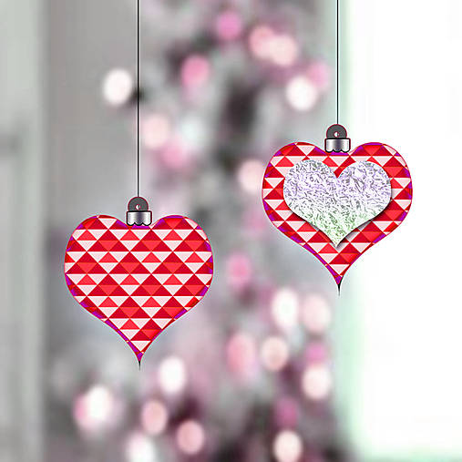 Trblietavé vianočné ozdoby - trojuholníkové (srdce)
