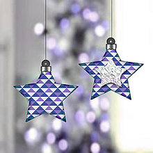 Dekorácie - Trblietavé vianočné ozdoby - trojuholníkové (hviezdička) - 11497981_