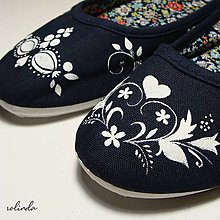 Ponožky, pančuchy, obuv - Modrotlačové balerínky (Ornamenty) - 11499895_