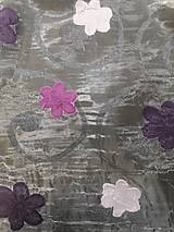 Úžitkový textil - Organza fialové kvety - 11500420_
