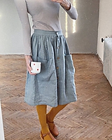 Sukne - Dámska ľanová sukňa na gombíky - 11502325_