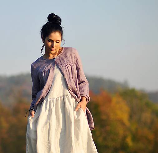 Blúzky a košele - Košile lněná - Lila - 11502323_