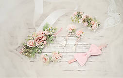 Opasky - Romantický ružový  set (klipy na topánky a motýlik) - 11506043_