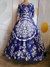 Šaty - FLORAL FOLK " Modrotlač ", spoločenské šaty  (Modrotlač - dlhé šaty) - 11518465_