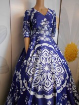 Šaty - FLORAL FOLK " Modrotlač ", spoločenské šaty  (Modrotlač - dlhé šaty) - 11518466_
