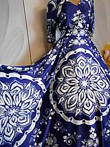 Šaty - FLORAL FOLK " Modrotlač ", spoločenské šaty - 11518467_