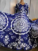 Šaty - FLORAL FOLK " Modrotlač ", spoločenské šaty  (Modrotlač - dlhé šaty) - 11518468_