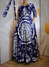 Šaty - FLORAL FOLK " Modrotlač ", spoločenské šaty  (Modrotlač - dlhé šaty) - 11518470_
