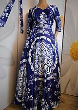 Šaty - FLORAL FOLK " Modrotlač ", spoločenské šaty  (Modrotlač - dlhé šaty) - 11518471_