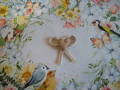 Svadobné pierka - vintage pierko z jutoviny so srdiečkom - 11516244_