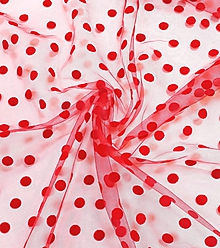 Textil - Tyl s bodkami (Červená) - 11518512_