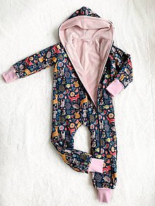 Detské oblečenie - Softshellový overal zateplený - zvieratká s ružovou - 11517088_