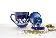 Nádoby - Kobaltový hrnček na sypaný čaj - 11521374_