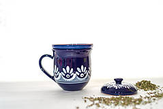 Nádoby - Kobaltový hrnček na sypaný čaj - 11521379_