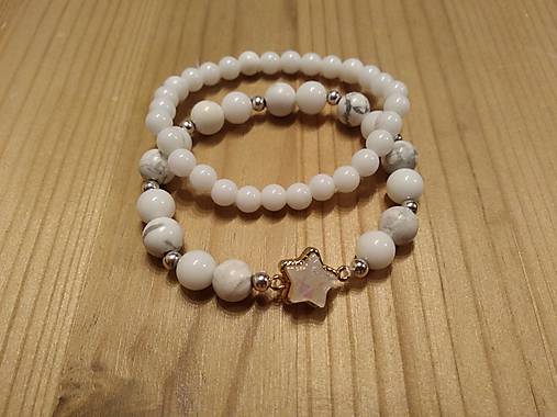 Náramky - Sada náramkov z bieleho jadeitu (Sada obidvoch náramkov) - 11521593_